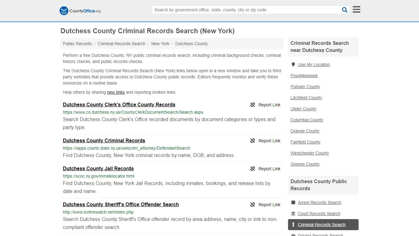 Dutchess County Criminal Records Search (New York) - County Office