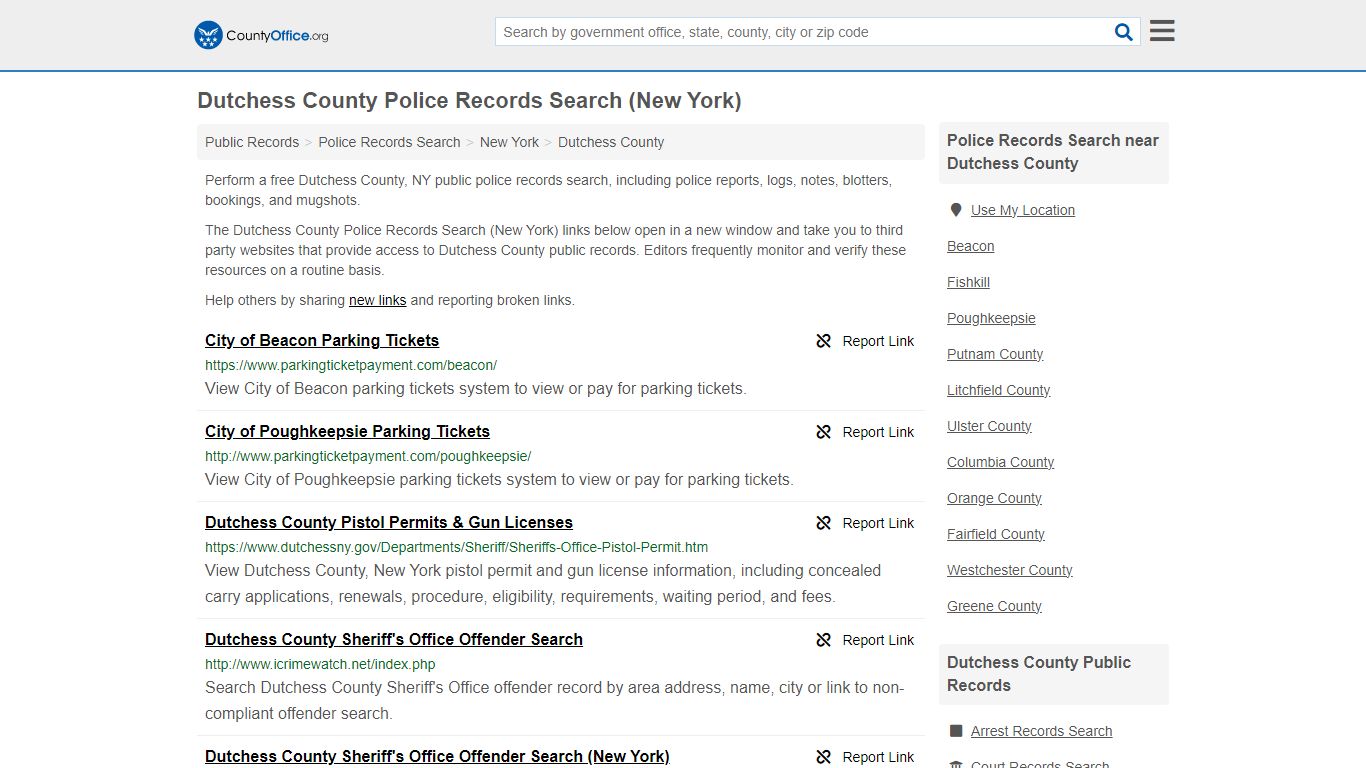 Police Records Search - Dutchess County, NY (Accidents & Arrest Records)